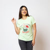 Women Round Neck Mint Green Enjoy The Summer Stay Fresh Cotton T-shirt