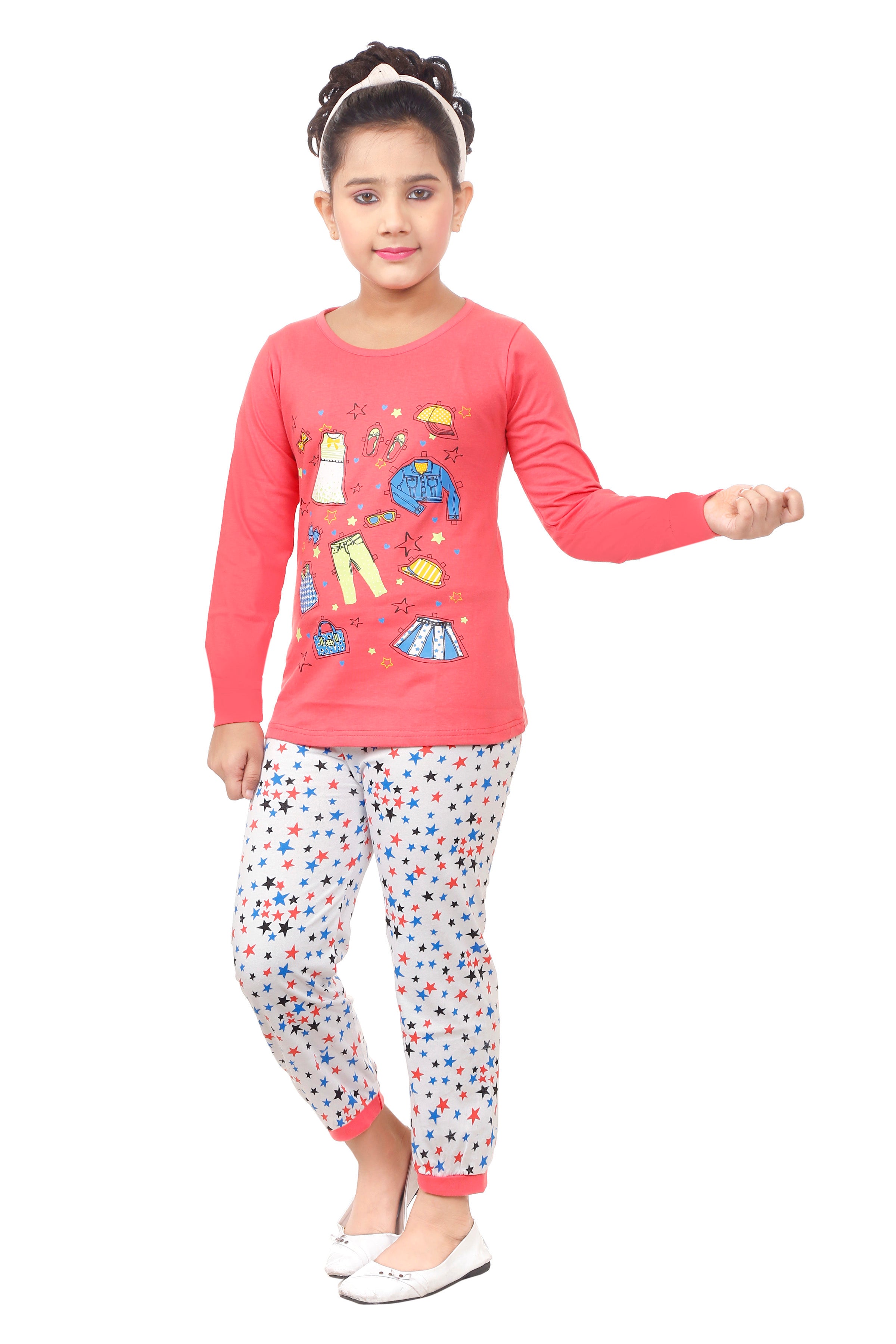 Hosiery Cotton Night Dress | Night Suits | Top and Pant Set | Stylish Dress For Girls Print