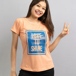 Women Round NeckLove To Shine Cotton T-Shirt