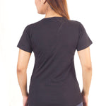 Women Round Neck Black Cool Style Cotton T-shirt | Navy Blue T-Shirt