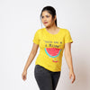 Women Round Neck Yellow You're One In A Melon Cotton T-shirt