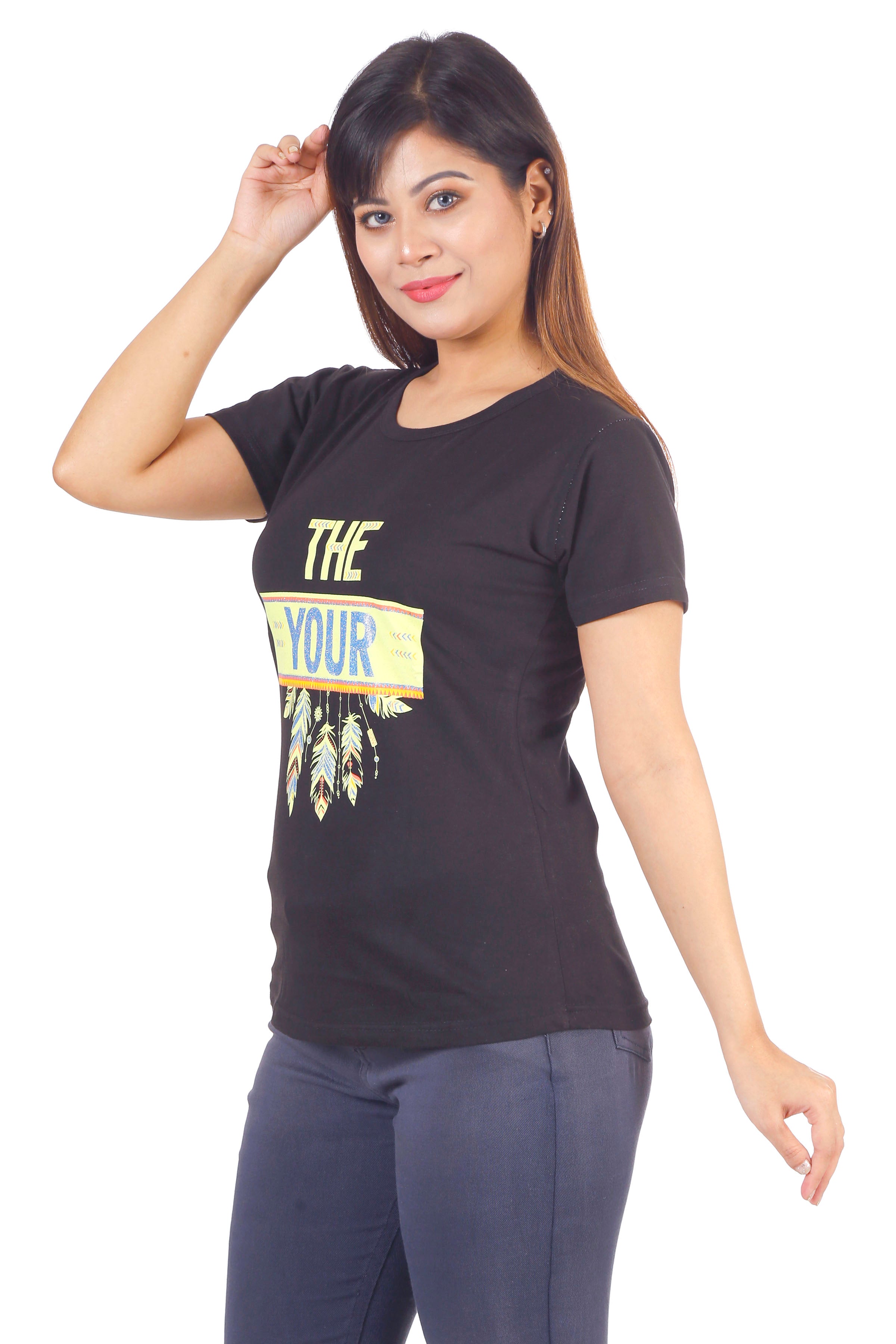 Women Round Neck The Your Feature Cotton T-shirt | Cotton and Stylish T-Shirt